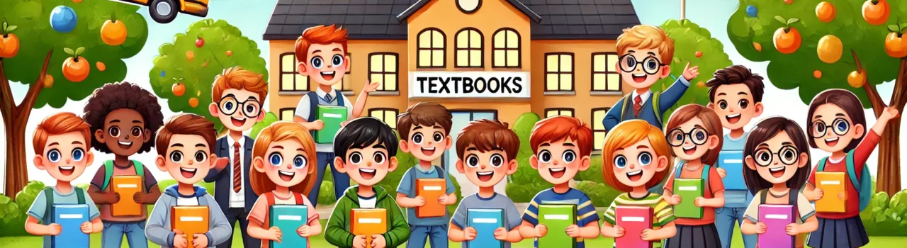 A-fun-and-cheerful-image-for-a-schools-textbook-page-featuring-a-diverse-group-of-smiling-students-of-various-ages-holding-colorful-textbooks.-They-