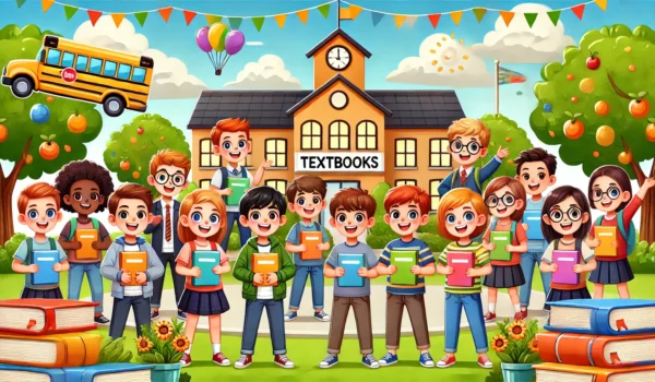 A-fun-and-cheerful-image-for-a-schools-textbook-page-featuring-a-diverse-group-of-smiling-students-of-various-ages-holding-colorful-textbooks.-They-